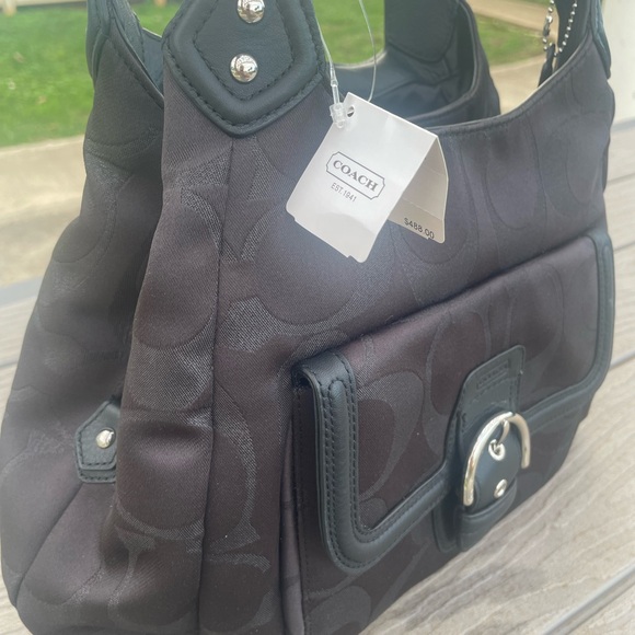 Coach Campbell Black Shoulder Bag with Silver Accents - Picture 2 of 8